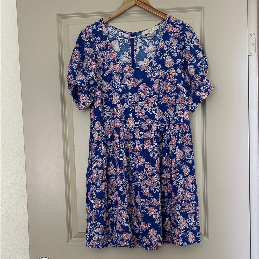 LOFT Floral Dress in Blue and Pink